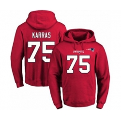 New England Patriots #75 Ted Karras Red Name & Number Pullover Hoodie