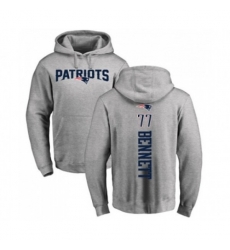 New England Patriots #77 Michael Bennett Ash Backer Pullover Hoodie