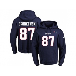 New England Patriots #87 Rob Gronkowski Navy Blue Name & Number Pullover NFL Hoodie