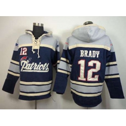 new england patriots #12 Tom Brady blue-grey[pullover hooded sweatshirt]