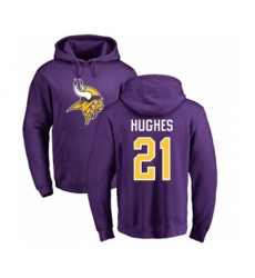 Minnesota Vikings #21 Mike Hughes Purple Name & Number Logo Pullover Hoodie