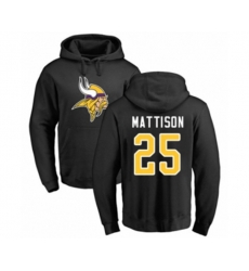 Minnesota Vikings #25 Alexander Mattison Black Name & Number Logo Pullover Hoodie