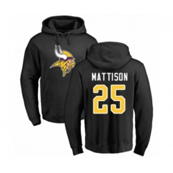 Minnesota Vikings #25 Alexander Mattison Black Name & Number Logo Pullover Hoodie
