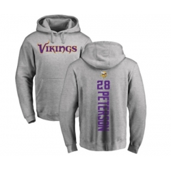 Minnesota Vikings #28 Adrian Peterson Ash Backer Pullover Hoodie