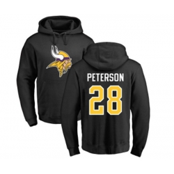 Minnesota Vikings #28 Adrian Peterson Black Name & Number Logo Pullover Hoodie