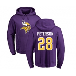 Minnesota Vikings #28 Adrian Peterson Purple Name & Number Logo Pullover Hoodie