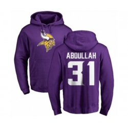 Minnesota Vikings #31 Ameer Abdullah Purple Name & Number Logo Pullover Hoodie