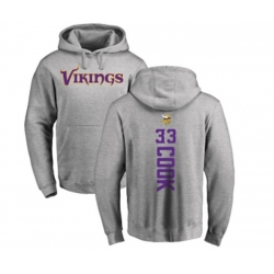 Minnesota Vikings #33 Dalvin Cook Ash Backer Pullover Hoodie
