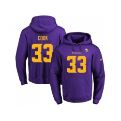Minnesota Vikings #33 Dalvin Cook Purple(Gold No.) Name & Number Pullover NFL Hoodie