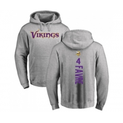 Minnesota Vikings #4 Brett Favre Ash Backer Pullover Hoodie