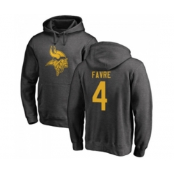 Minnesota Vikings #4 Brett Favre Ash One Color Pullover Hoodie