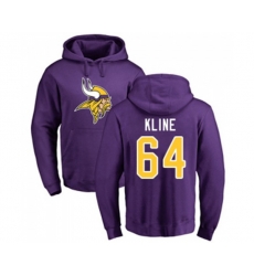Minnesota Vikings #64 Josh Kline Purple Name & Number Logo Pullover Hoodie