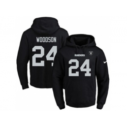 Oakland Raiders #24 Charles Woodson Black Name & Number Pullover NFL Hoodie