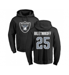 Oakland Raiders #25 Fred Biletnikoff Black Name & Number Logo Pullover Hoodie