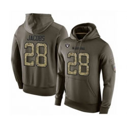 Oakland Raiders #28 Josh Jacobs Green Salute To Service Pullover Hoodie
