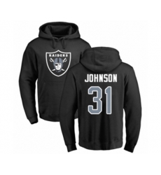 Oakland Raiders #31 Isaiah Johnson Black Name & Number Logo Pullover Hoodie