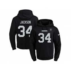 Oakland Raiders #34 Bo Jackson Black Name & Number Pullover NFL Hoodie