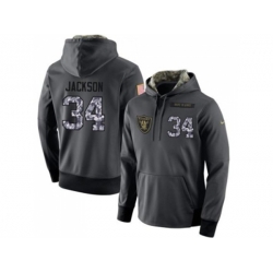 Oakland Raiders #34 Bo Jackson Stitched Black Anthracite Salute to Service Player Performance Hoodie