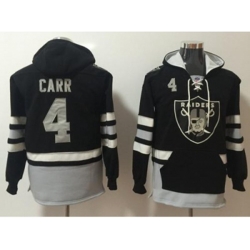 Oakland Raiders #4 Derek Carr Black Grey Name & Number Pullover NFL Hoodie