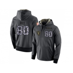 Oakland Raiders #80 Jerry Rice Stitched Black Anthracite Salute to Service Player Performance Hoodie