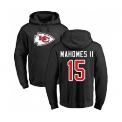 Kansas City Chiefs #15 Patrick Mahomes II Black Name & Number Logo Pullover Hoodie
