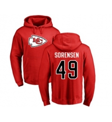 Kansas City Chiefs #49 Daniel Sorensen Red Name & Number Logo Pullover Hoodie