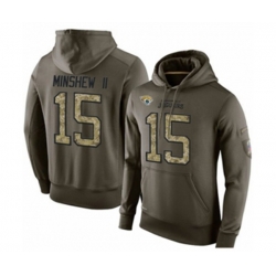 Jacksonville Jaguars #15 Gardner Minshew II Green Salute To Service Pullover Hoodie