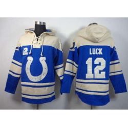Indianapolis Colts #12 Andrew luck blue-cream[pullover hooded sweatshirt]