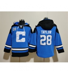 Indianapolis Colts #28 Jonathan Taylor Blue Ageless Must Have Lace Up Pullover Hoodie
