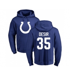 Indianapolis Colts #35 Pierre Desir Royal Blue Name & Number Logo Pullover Hoodie