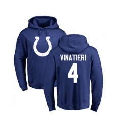 Indianapolis Colts #4 Adam Vinatieri Royal Blue Name & Number Logo Pullover Hoodie
