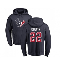 Houston Texans #22 Aaron Colvin Navy Blue Name & Number Logo Pullover Hoodie