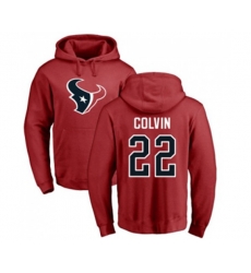 Houston Texans #22 Aaron Colvin Red Name & Number Logo Pullover Hoodie