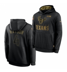 Houston Texans #4 Deshaun Watson 2020 Salute To Service Black Sideline Performance Pullover Hoodie