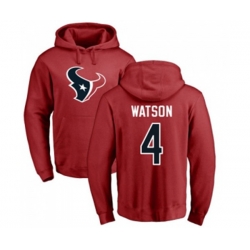 Houston Texans #4 Deshaun Watson Red Name & Number Logo Pullover Hoodie Houston Texans #4 Deshaun Watson Red Name & Number Logo Pullover Hoodie