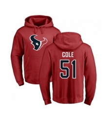 Houston Texans #51 Dylan Cole Red Name & Number Logo Pullover Hoodie