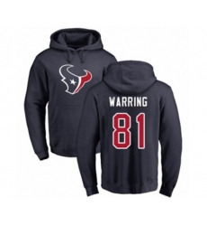 Houston Texans #81 Kahale Warring Navy Blue Name & Number Logo Pullover Hoodie