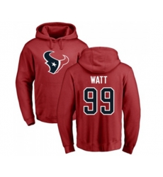 Houston Texans #99 J.J. Watt Red Name & Number Logo Pullover Hoodie