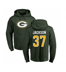 Green Bay Packers #37 Josh Jackson Green Name & Number Logo Pullover Hoodie