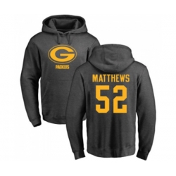 Green Bay Packers #52 Clay Matthews Ash One Color Pullover Hoodie