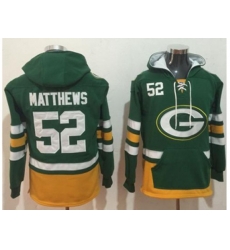Green Bay Packers #52 Clay Matthews Green Gold Name & Number Pullover NFL Hoodie