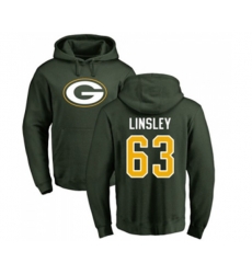 Green Bay Packers #63 Corey Linsley Green Name & Number Logo Pullover Hoodie