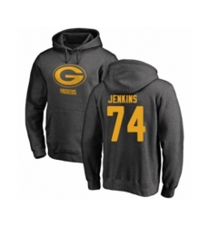 Green Bay Packers #74 Elgton Jenkins Ash One Color Pullover Hoodie