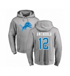 Detroit Lions #12 Danny Amendola Ash Name & Number Logo Pullover Hoodie