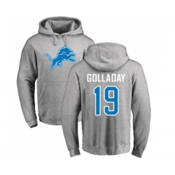 Detroit Lions #19 Kenny Golladay Ash Name & Number Logo Pullover Hoodie