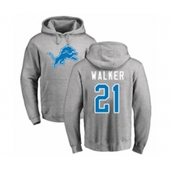 Detroit Lions #21 Tracy Walker Ash Name & Number Logo Pullover Hoodie