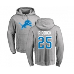 Detroit Lions #25 Theo Riddick Ash Name & Number Logo Pullover Hoodie