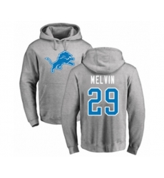 Detroit Lions #29 Rashaan Melvin Ash Name & Number Logo Pullover Hoodie