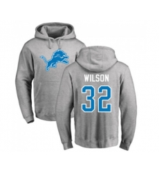 Detroit Lions #32 Tavon Wilson Ash Name & Number Logo Pullover Hoodie