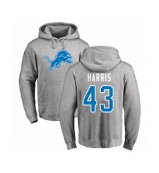 Detroit Lions #43 Will Harris Ash Name & Number Logo Pullover Hoodie